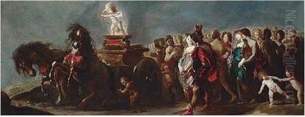 The Triumph Of Love Oil Painting by Johann Heinrich Schonfeld