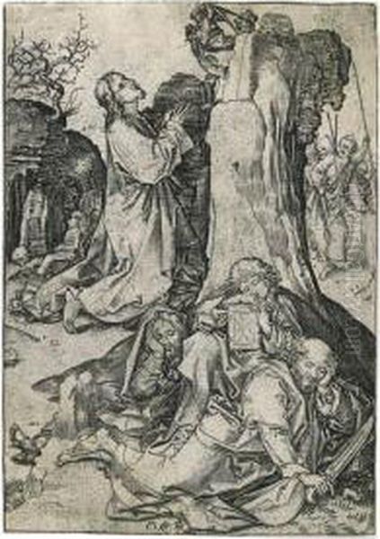 Christ On The Mount Of Olives Oil Painting by Martin Schongauer