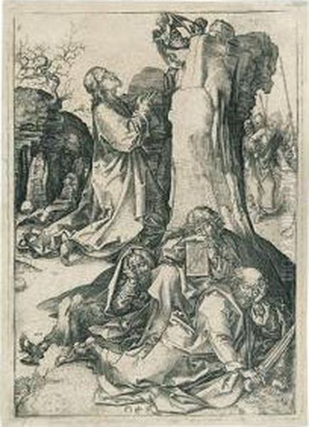 Christ On The Mount Of Olives. Oil Painting by Martin Schongauer