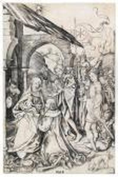 The Adoration Of The Magi. Oil Painting by Martin Schongauer