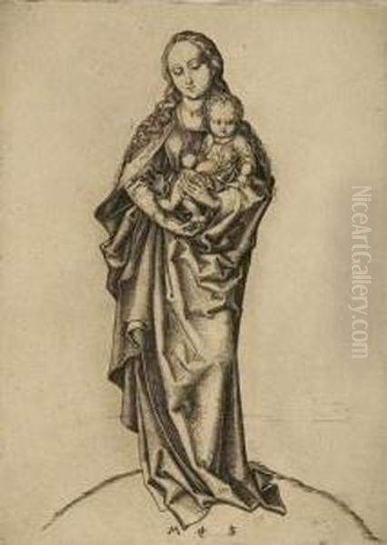 Die Madonna Mit Dem Apfel. Oil Painting by Martin Schongauer