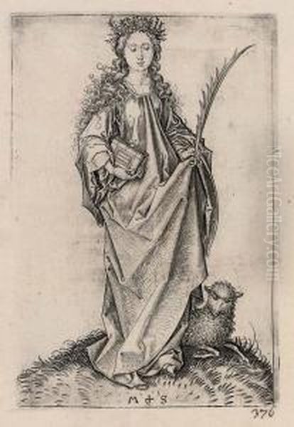 St. Agnes Oil Painting by Martin Schongauer