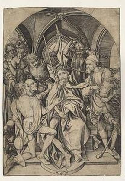 Christ Crowned With Thorns Oil Painting by Martin Schongauer