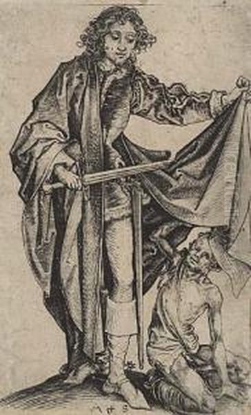 St. Martin Dividing His Cloak Oil Painting by Martin Schongauer