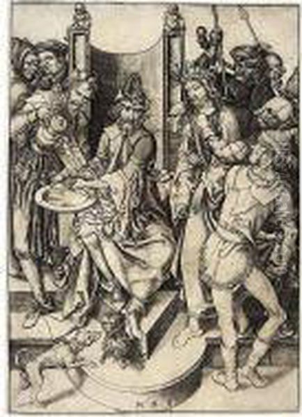 Christ Before Pilate (bartsch Vi, 14; Lehrs 24) Oil Painting by Martin Schongauer