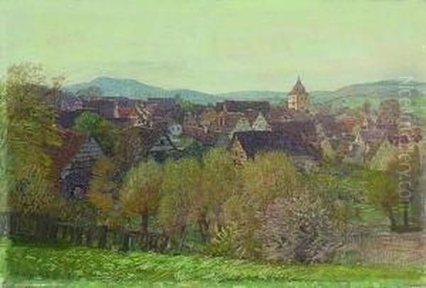 Blick Auf Sersheim Oil Painting by Gustav Schonleber