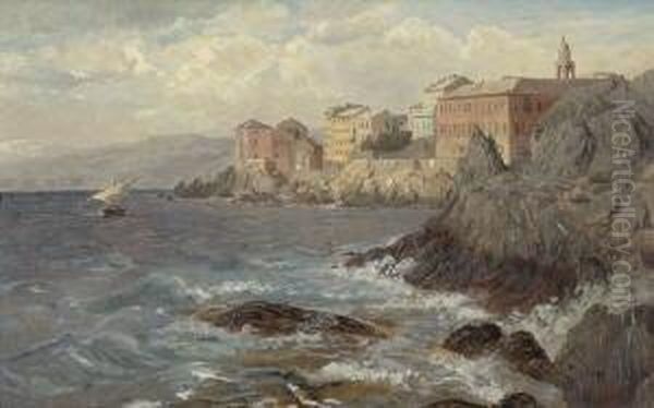 Die Kuste Bei Nervi Oil Painting by Gustav Schonleber