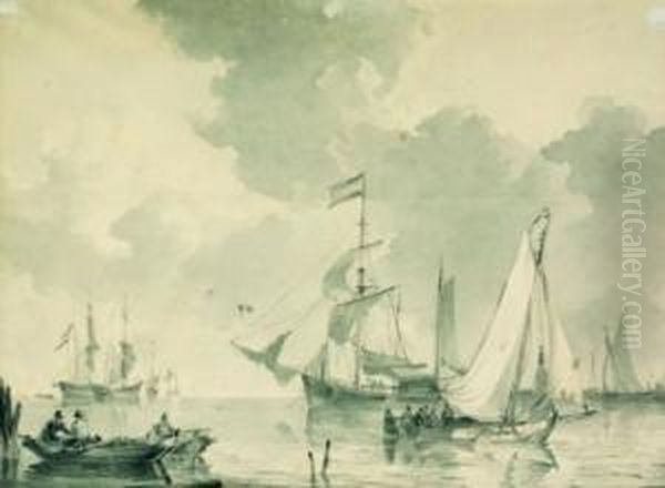 Marine Oil Painting by Johannes Christian Schotel