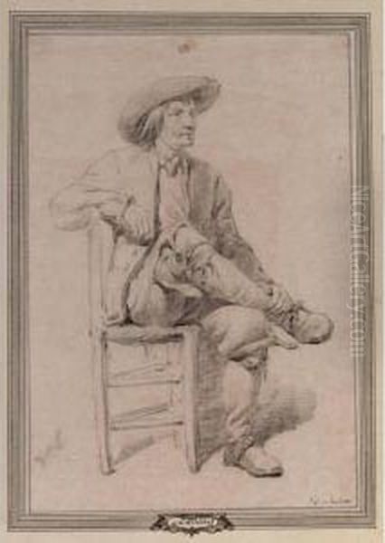 A Study Of A Seated Man In A Hat Oil Painting by Johannes Christian Schotel