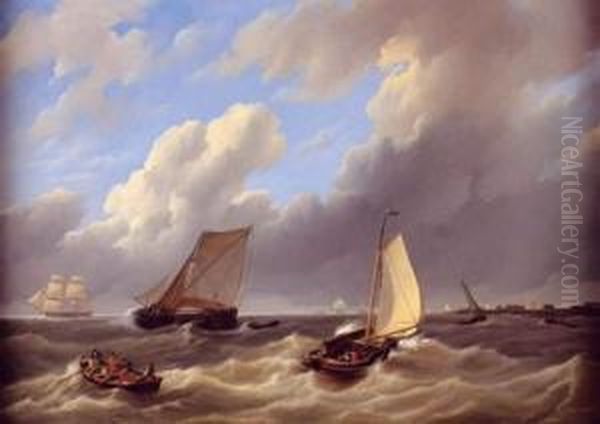 Marine Oil Painting by Petrus Jan Schotel