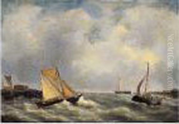 Mer Agitee Oil Painting by Petrus Jan Schotel