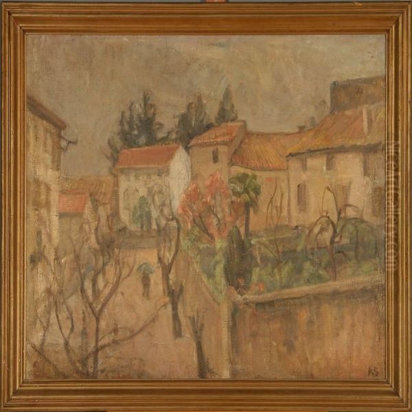 Udsigt Fra Mit Vindue I Arles, Regnvejr Oil Painting by Carl Schou