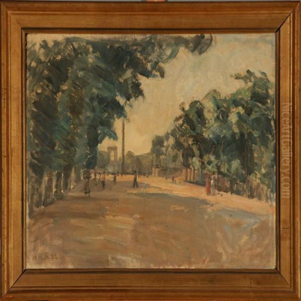 Park With Figures Oil Painting by Carl Schou