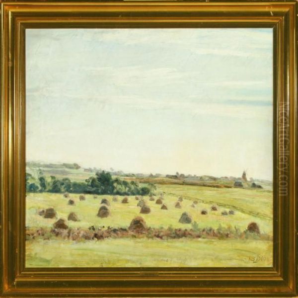 Harvest Scenery Oil Painting by Carl Schou