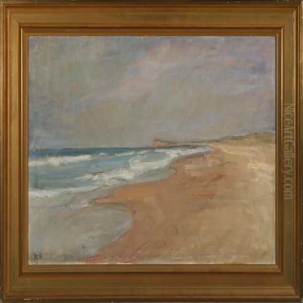 Kyst Ved Vesterhavet Oil Painting by Carl Schou