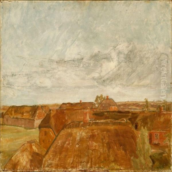 Overlooking Roof Tops Oil Painting by Carl Schou