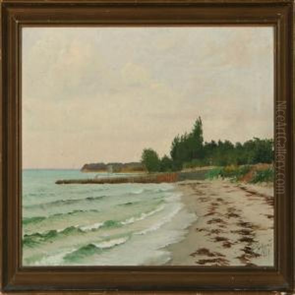 Strandbred Ved Fakseladeplads Oil Painting by Peter Johan Schou