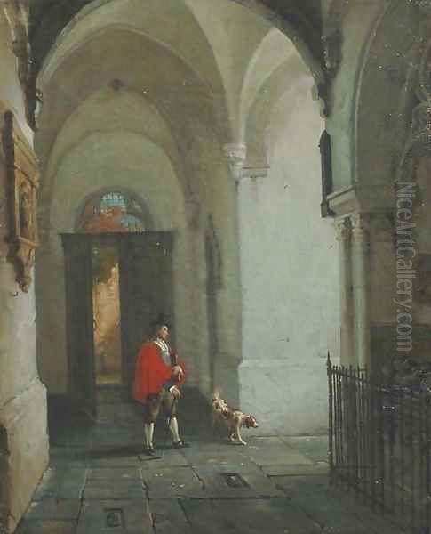 In the cloister Oil Painting by Jan-Baptiste Tetar van Elven