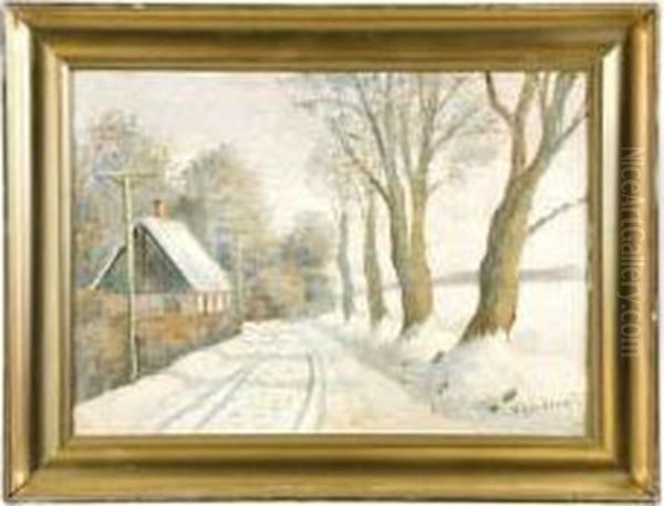 Winter Landscape Oil Painting by Sigurd Solver Schou