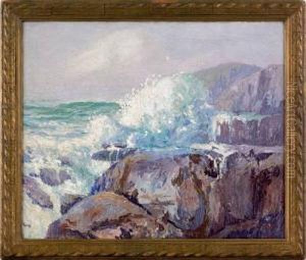 Coastal Scene Oil Painting by Sigurd Solver Schou