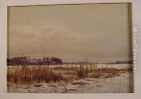 Winterlandschaft. Unten Rechts Monogrammiert Und Datiert Oil Painting by Sigurd Solver Schou