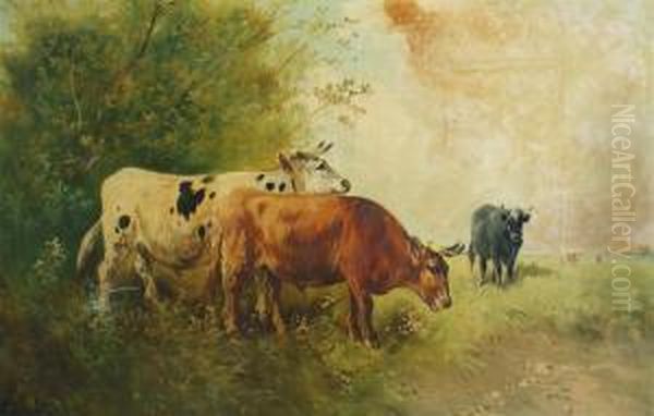 Vaches Au Pre Oil Painting by Paul Henry Schouten