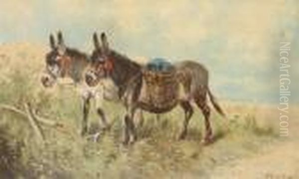 Donkeys Near The Coast Oil Painting by Paul Henry Schouten