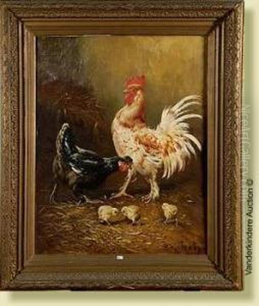 Coq, Poule Et Poussins Oil Painting by Paul Henry Schouten