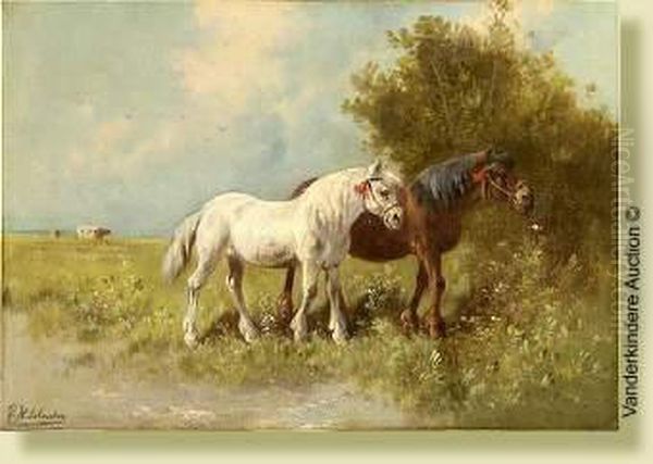 Chevaux Au Pre Oil Painting by Paul Henry Schouten