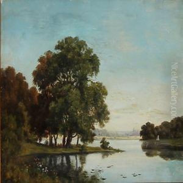 Summer Day At A Lake Oil Painting by Axel Thorsen Schovelin