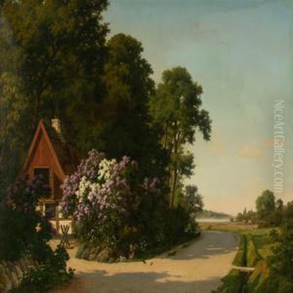 A Farm At Summertime Oil Painting by Axel Thorsen Schovelin