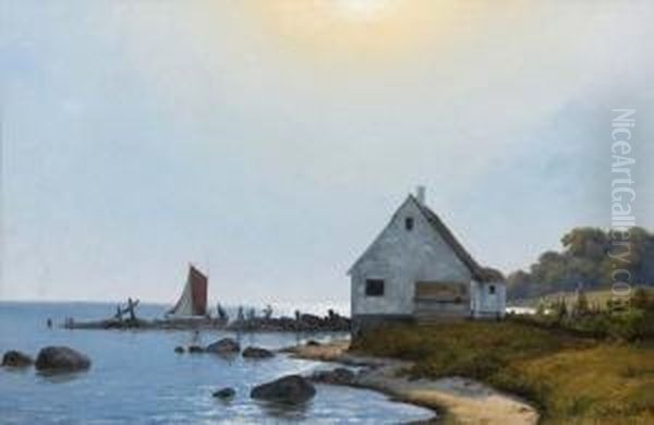 Bord De Mer Oil Painting by Axel Thorsen Schovelin