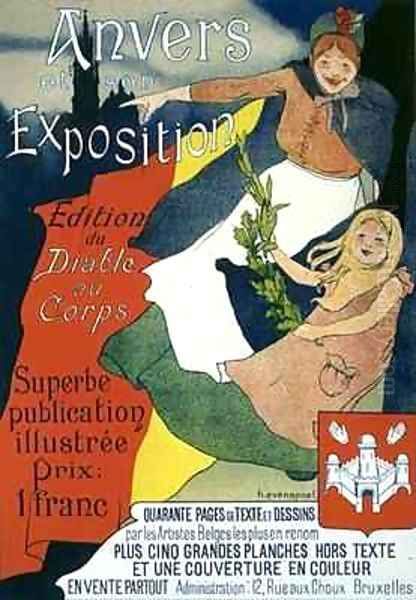 Reproduction of a poster advertising the illustrated publication from the Antwerp Exposition Oil Painting by Henri-Jacques Evenepoel