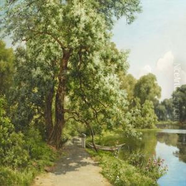 Woodland Scene Oil Painting by Axel Thorsen Schovelin