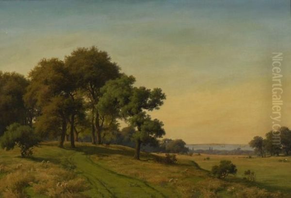 Sommerliche Baumlandschaft An Der Danischen Kuste. Oil Painting by Axel Thorsen Schovelin