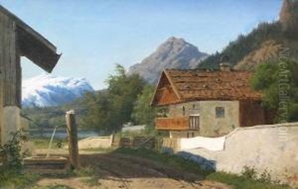 Berglandschaft Mit Haus- Und Figurenstaffage Oil Painting by Axel Thorsen Schovelin