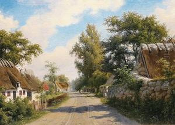 A View Of A Street In Kragholme Oil Painting by Axel Thorsen Schovelin