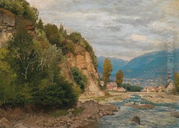 Lana Bei Meran Oil Painting by Josef Schoyerer