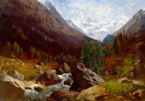 Blick Ins Zillertal Oil Painting by Josef Schoyerer