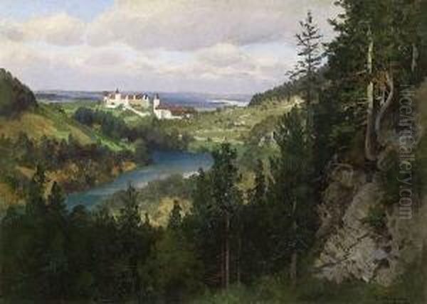 Blick Auf Fussen. Oil Painting by Josef Schoyerer