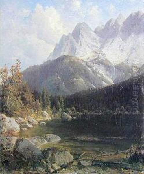 Jezioro W Alpach Oil Painting by Josef Schoyerer