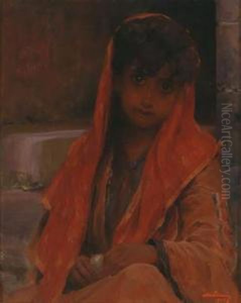 An Arab Boy Oil Painting by Alois Hans Schramm