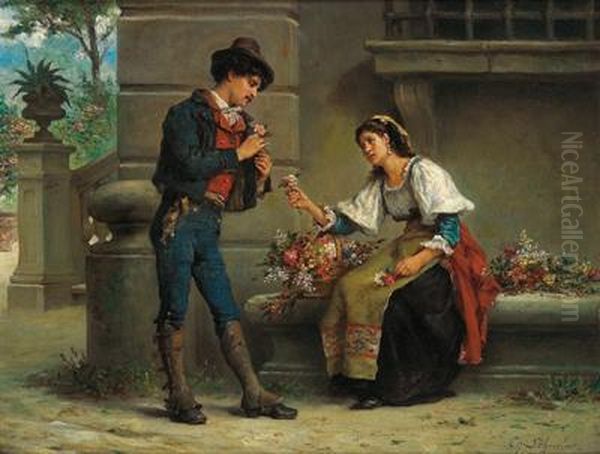 Il Cavaliere Della Rosa Oil Painting by Charles Baptiste Schreiber