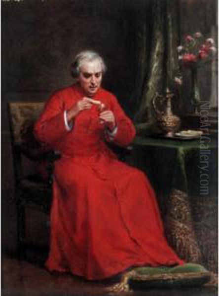 The Cardinal's Lunch Oil Painting by Charles Baptiste Schreiber