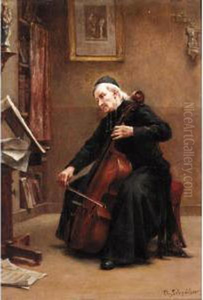 A Musical Moment Oil Painting by Charles Baptiste Schreiber