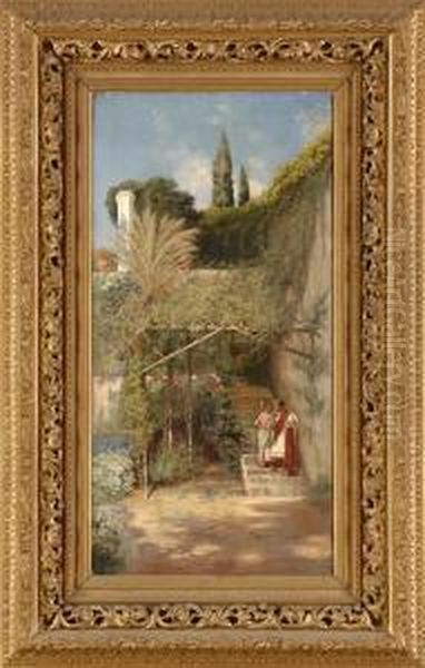 Bluhender Garten Auf Capri. Oil Painting by Peter Conrad Schreiber