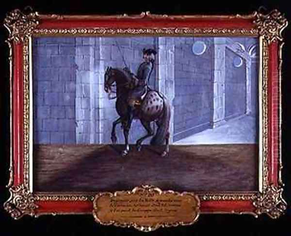 No 20 A dapple grey horse of the Spanish Riding School performing the Volte dressage step Oil Painting by Baron Reis d' Eisenberg