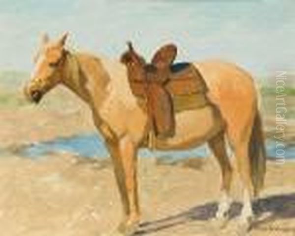 My Saddle Horse Oil Painting by Charles Schreyvogel