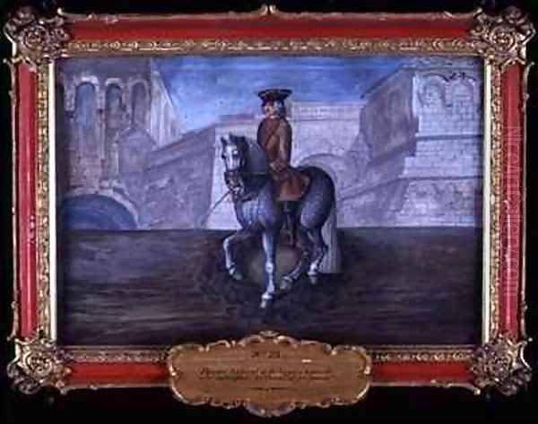 No 23 Dappled grey horse of the Spanish Riding School performing dressage steps Oil Painting by Baron Reis d' Eisenberg