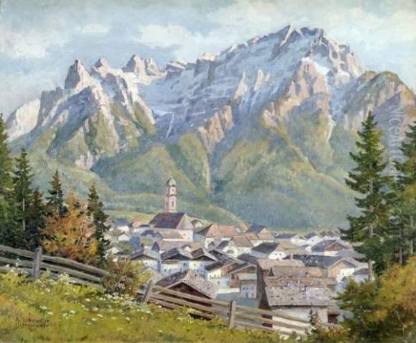 Mittenwald Oil Painting by Albert Friedrich Schroder